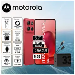 MOTOROLA - Celular G86 5G 6.7" Pulg. 8GB RAM 256GB Android 15 - Rojo