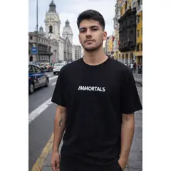 GENERICO - Polo Urbano Hombre “Immortals Street” Negro Estilo Casual