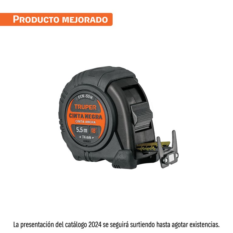 Flexómetro contra impactos con imán 5.5 m, Cinta Negra 25 mm, 11745