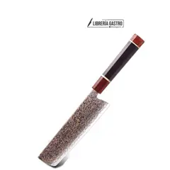 GENERICO - Cuchillo Nakiri #7 Japones, Acero Damasco 37 capas Cobre VG10