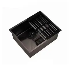 MAGIC - Lavadero de Cocina Acero Inoxidable 1 Poza Negro 49x43 cm