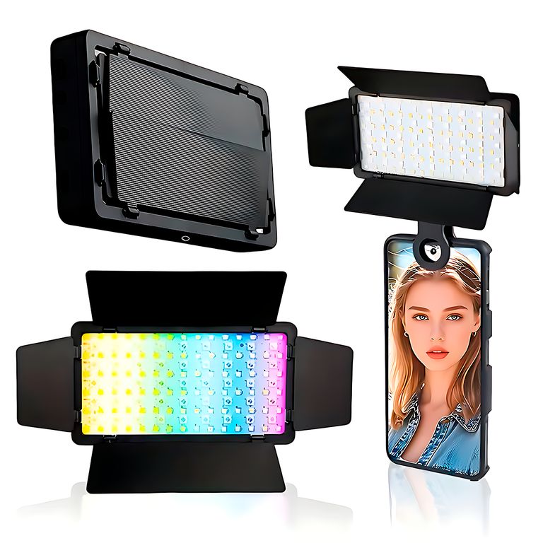 Mini Panel Luz Led 300 RGB Con Viseras Recargable Para Fotografia