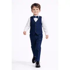GENERICO - CONJUNTO PANTALÓN CHALECO CORBATA AZUL BARCELONA