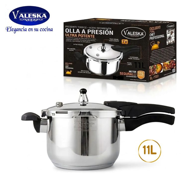 Olla a presión Valeska de acero inoxidable 11 litros