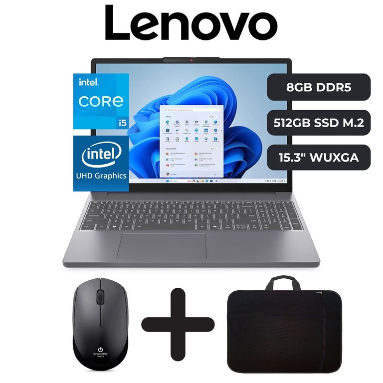Laptop IdeaPad Slim 3 Core I5-13420H 8GB RAM 512GB SSD 15.3" WUXGA + MOUSE Y FUNDA