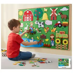 GENERICO - Mural de Fieltro Montessori Mi Granja - Juguete Sensorial y Didáctico para Niños 104x75cm