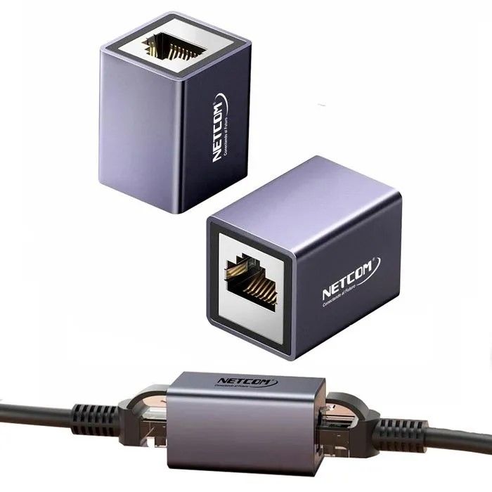 ADAPTADOR UNION DE RJ-45 RED UTP CAT 6 CAT 7 CAT 8 HEMBRA A HEMBRA 40GBPS EMPALME DE ALUMINIO