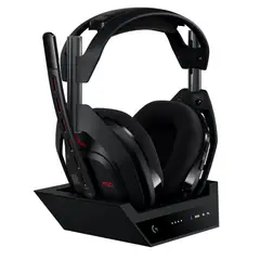 LOGITECH G - Audífonos inalámbricos con micrófono Astro A50 LIGHTSPEED + estación base Negro