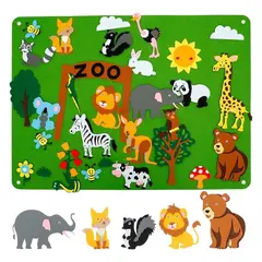 GENERICO - Mural de Fieltro Montessori Zoológico Sensorial y Didáctico para Niños 104x75cm