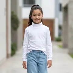 GENERICO - Polo Cafarena Blanca Niña 100 Algodón - Angela Kids