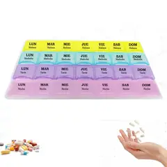 GENERICO - Pastillero Semanal 28 compartimientos en español 4 tomas diarias