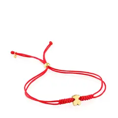 TOUS - Pulsera De Oro Motivo Oso Y Nylon En Color Rojo Sweet Dolls