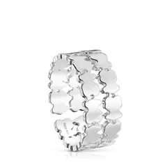 TOUS - ANILLO ABIERTO PLATA DOBLE OSOS