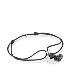 TOUS - Pulsera Plata Ceramica Negra Cordon Pl