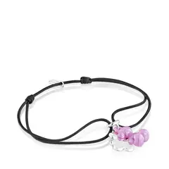 TOUS - Pulsera Plata Ceramica Lila Cordon Pl