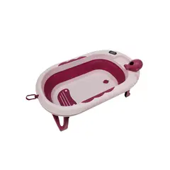 BABY - Bañera Plegable para Bebé Splash - Ergonómica, Compacta y Segura - Rosa DELUXE
