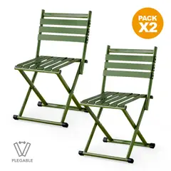 KELLER - Pack X2 Silla Plegable 2 en 1 para Playa Camping VD DD4