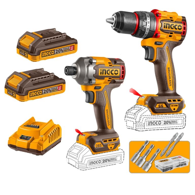 Combo taladro percutor 66nm + atornillador de impacto 285nm