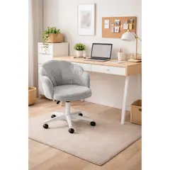 GENERICO - Silla Tocador Giratoria Escritorio Acolchada Ergonómica Ajustable Ruedas Base Estudio 190366-01