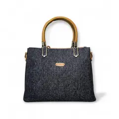 GENERICO - Cartera Mujer Gris Oscuro Diseño Elegante con Asas Bolso Casual + Llavero+ correa