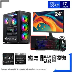 INTEL - Computadora Pc Core i7 3770 Monitor 24 fhd' RAM 16 GB SSD 500 GB