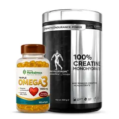 KEVIN LEVRONE - Creatina 500 G + Omega 3 Herbalmax 1400 mg - 100 capsulas