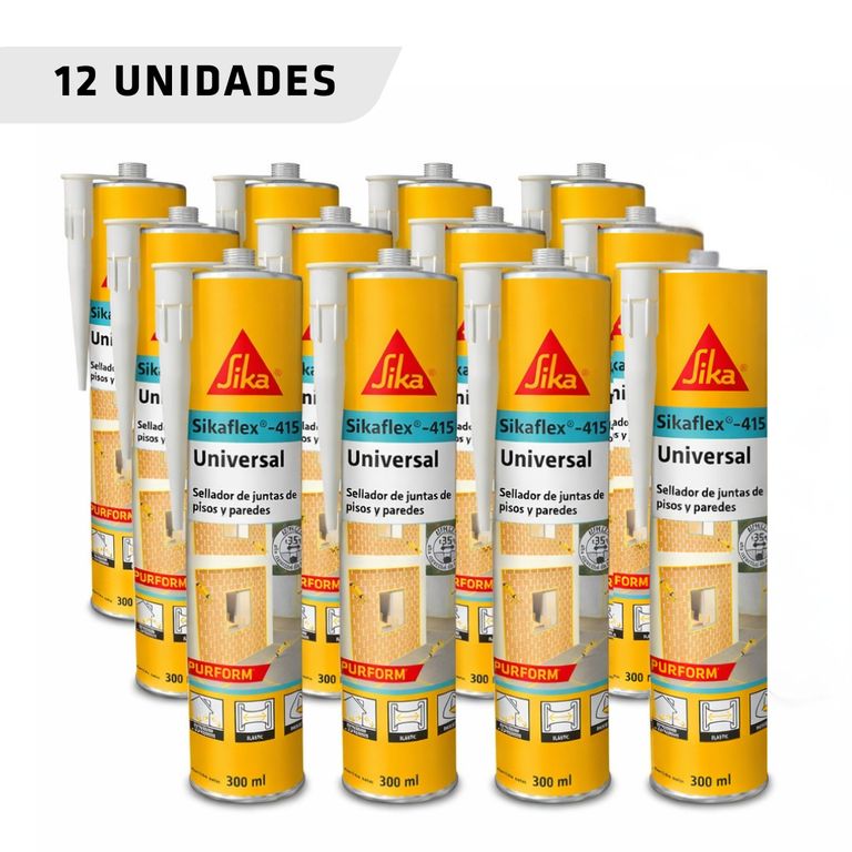 Pack de 12 unidades Sikaflex 415 Universal Purfom Blanco sellador para pisos y paredes 300ml