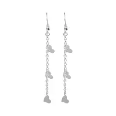 CLEO JOYAS & ACCESORIOS - Aretes Largo 3 Corazones Plata
