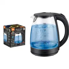 RAFF - Hervidor Eléctrico Raf R.7218 2l Vidrio Acero Inox 2000w Negro