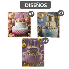 GENERICO - Kit x9 Bolsas de Regalo 39 cm con 3 diseños de cumpleaños