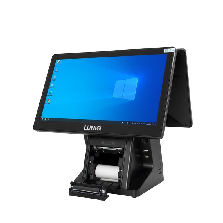 All in One POS 15.6 + Pantalla Cliente 15.6 Impresora 80mm Integrada Core i5 8GB RAM 256GB SSD Pantalla Táctil