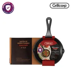 GRILLCORP - Sartén N° 16.5 de Hierro Fundido Esmaltado