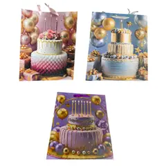 GENERICO - Pack x3 BOLSAS DE REGALO 39CM CON 3 DISEÑOS