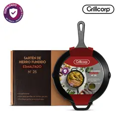 GRILLCORP - Sartén N° 25 de Hierro Fundido Esmaltado