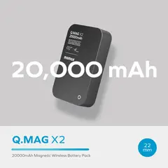 MOMAX - CARGADOR PORTÁTIL MAGSAFE PREMIUM - POWERBANK Q.Mag X2 DE 20 000 mAh - NEGRO