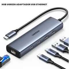 UGREEN - Adaptador USB C a Ethernet Hub Multipuerto CM512