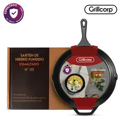 GRILLCORP - Sartén N° 30 de Hierro Fundido Esmaltado