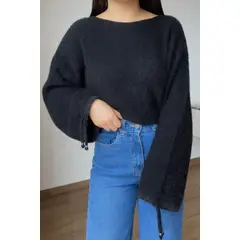 GENERICO - Suéter Oversize Mujer Tejido Suave con Detalle de Pita en Mangas