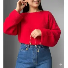 GENERICO - Suéter Oversize Mujer Tejido Suave con Detalle de Pita en Mangas