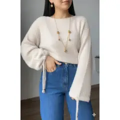 GENERICO - Suéter Oversize Mujer Tejido Suave con Detalle de Pita en Mangas