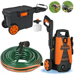 TRUPER - Hidrolavadora manguera 10m pistola de riego y caja de herramientas