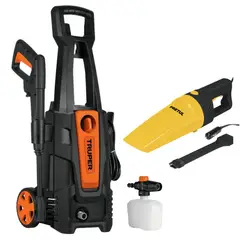 TRUPER - COMBO Hidrolavadora eléctrica 1800PSI + ASPIRADORA DE AUTO 12V