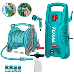 TOTAL TOOLS - COMBO HIDROLAVADORA 1900 PSI MANGUERA DE RIEGO + PISTOLA TOTAL
