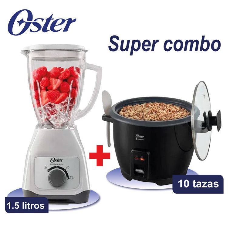 Licuadora BLSTKAGWRD053 Blanco + Olla Arrocera 1.8L Antiadherente CKSTRCB10DFBLK
