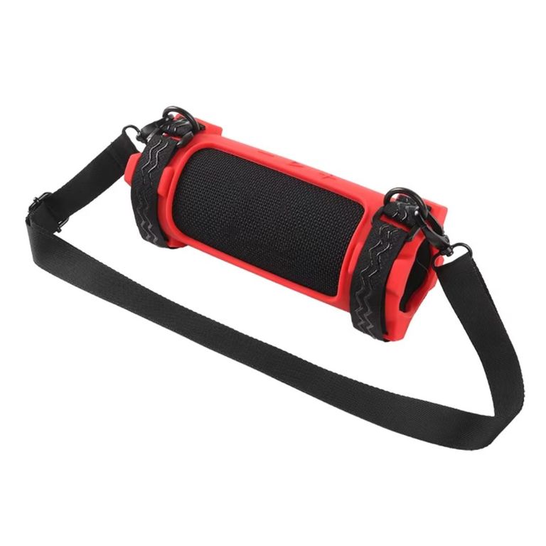 FUNDA CASE PROTECTOR SILICONA CON CORREA PARA JBL FLIP 7 ROJO