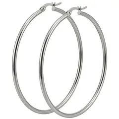 GENERICO - Argollas Grandes Mujer Liso Regalo Acero Quirúrgico Plateado