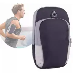 GENERICO - Bolso Porta Celular Deportivo Con Correa brazalete Negro con Gris