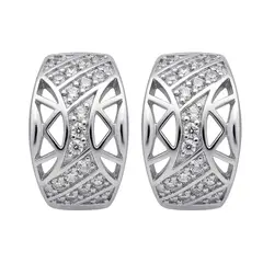 GENERICO - Aretes Argollas Mujer Cristales Blancos Joya Acero Plateado