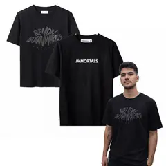 GENERICO - 2 Polos Hombre Urbano “inmortals” Negro Casual 2X1