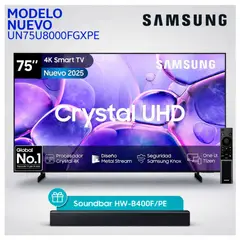 SAMSUNG - Televisor Smart UHD 75 pulgadas LED UN75U8000FGXPE + Soundbar HW-B400